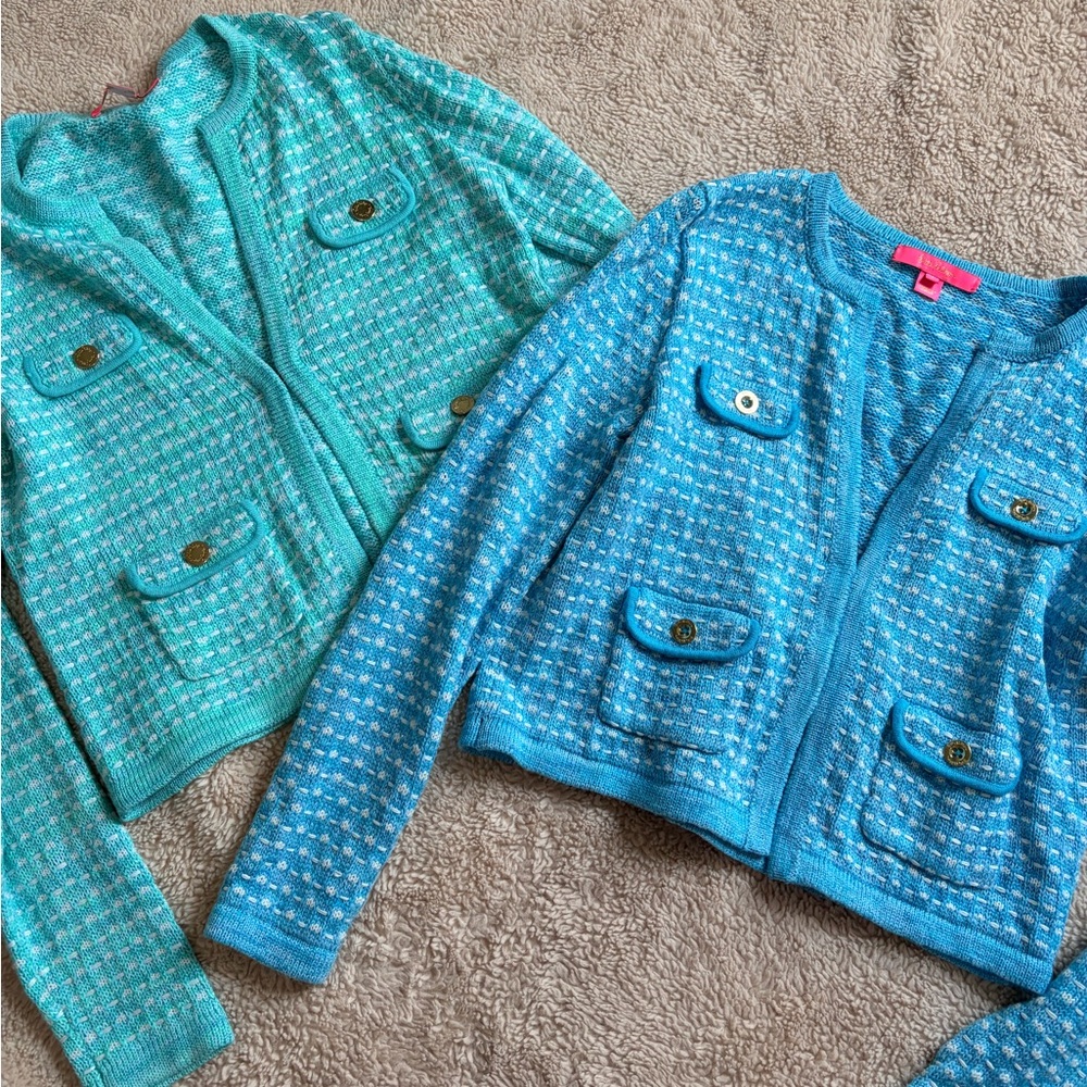 Blue and Teal Tweed Cardigans